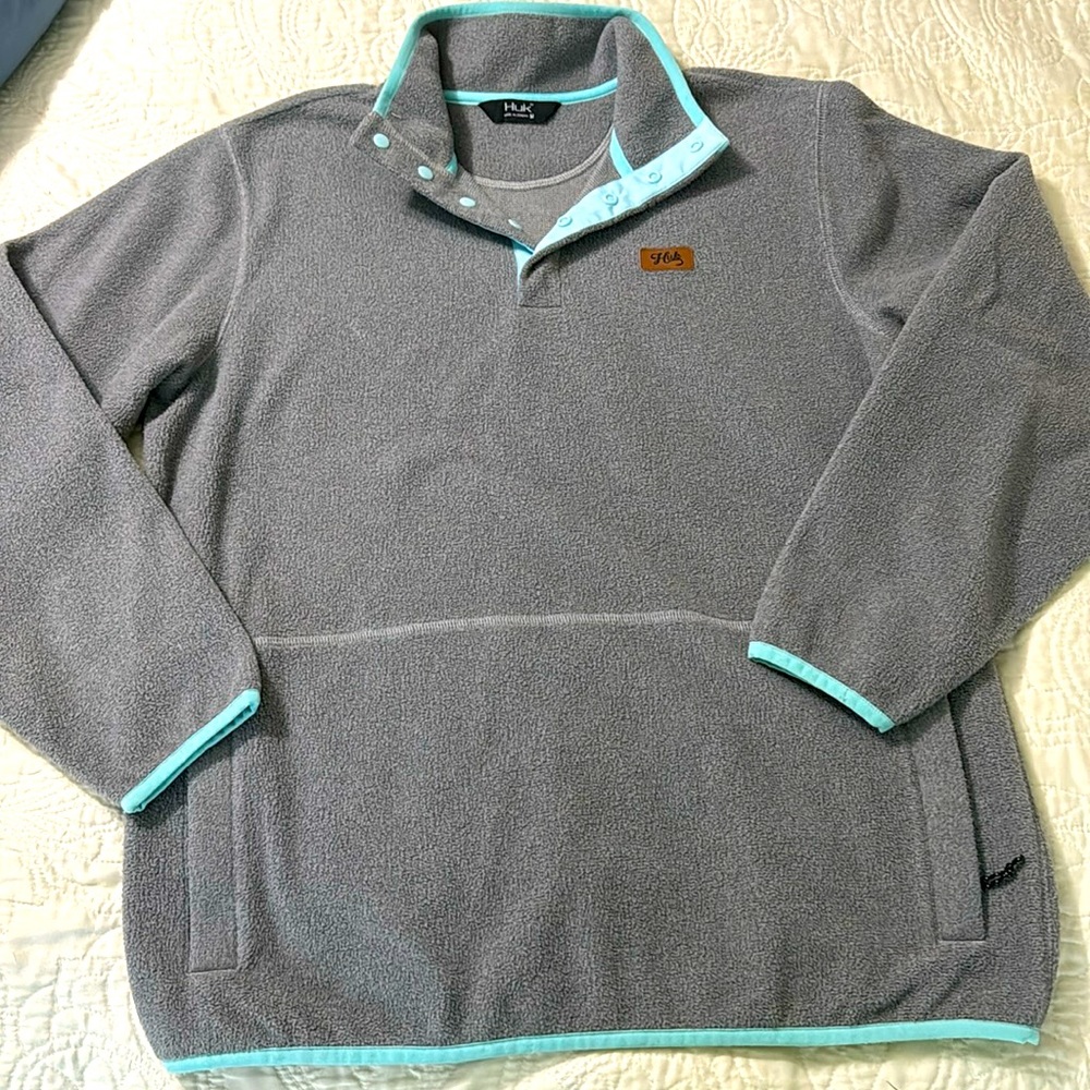 Womens Huk fishing polar fleece quarter snap pullover